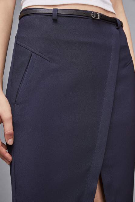 Jupe longuette « Essential » avec ceinture, Bleu, Patrizia Pepe