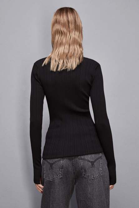 Zippered cardigan with zipper, Black, Patrizia Pepe
