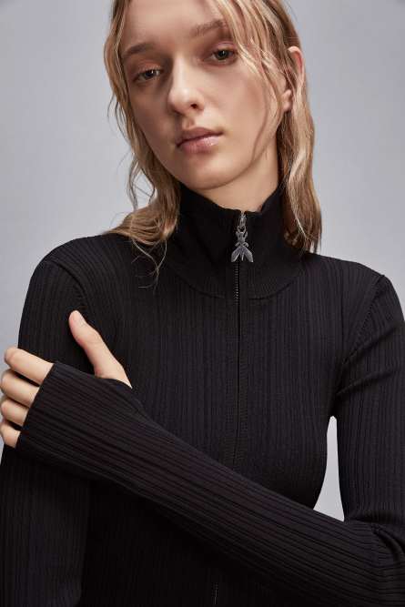 Zippered cardigan with zipper, Black, Patrizia Pepe