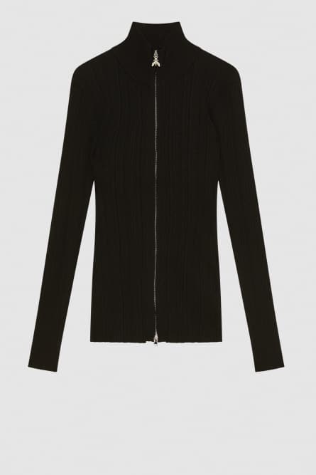 Zippered cardigan with zipper, Black, Patrizia Pepe