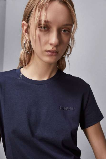 T-shirt con logo, Blu, Patrizia Pepe