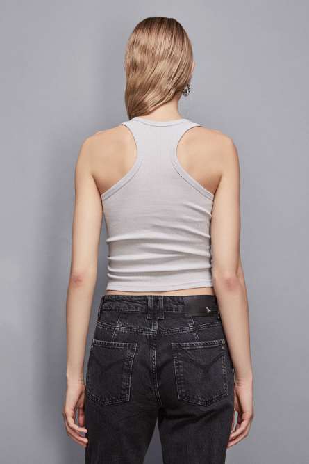 Tank-Top mit strassbesetzten Details, Grau, Patrizia Pepe