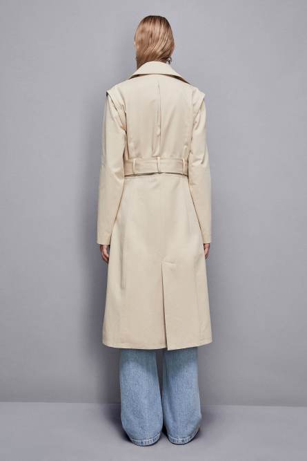 Detachable Trench Coat, Beige, Patrizia Pepe