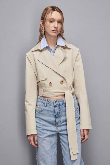 Detachable Trench Coat, Beige, Patrizia Pepe