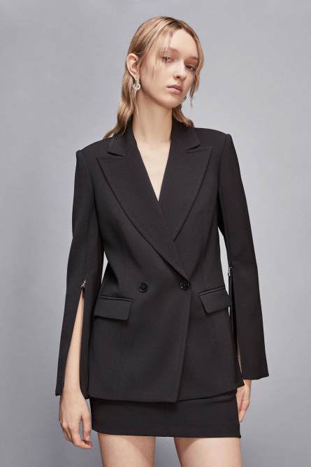 Essential double-breasted jacket, Black, Patrizia Pepe