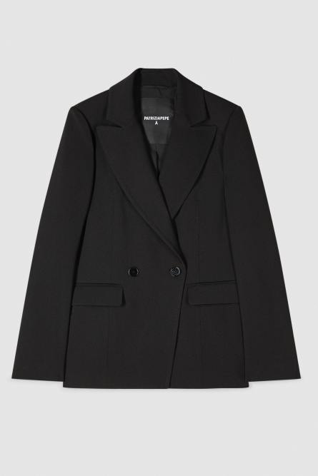 Essential double-breasted jacket, Black, Patrizia Pepe