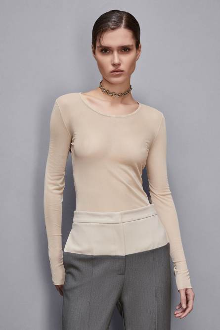 Top „Essential“ aus Tüll, Beige, Patrizia Pepe