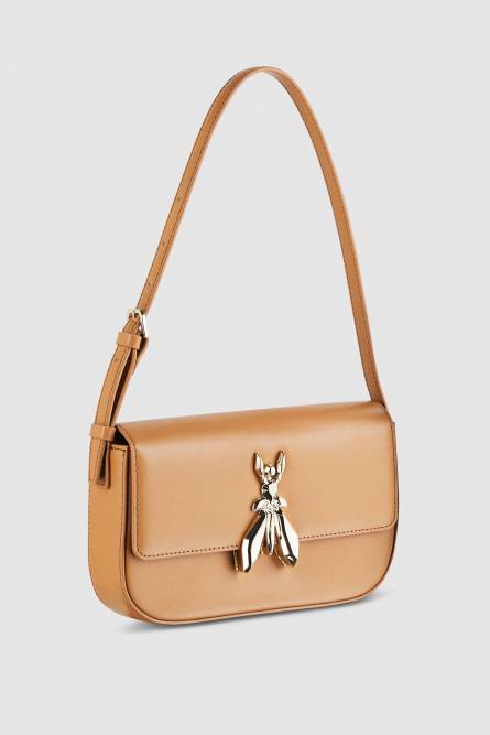 Leather bag with shoulder strap, Brown, Patrizia Pepe