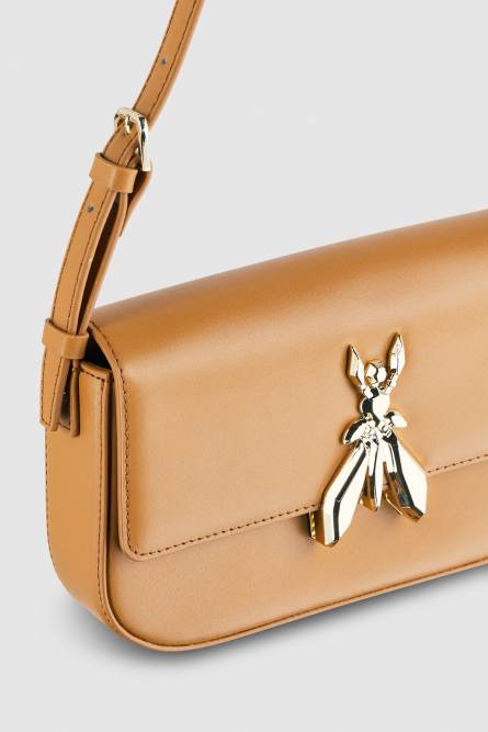 Leather bag with shoulder strap, Brown, Patrizia Pepe