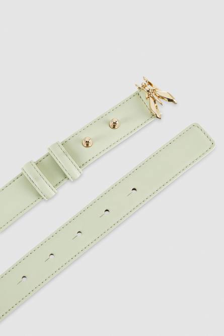 Cintura vita bassa in pelle laminata, Verde, Patrizia Pepe