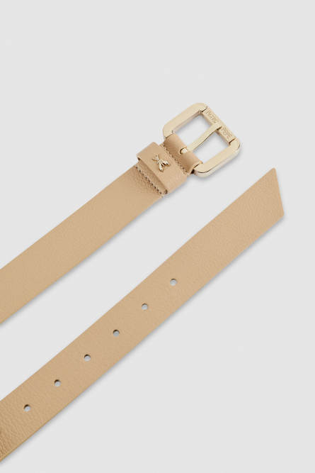 Roller buckle-adorned low-waist belt, Beige, Patrizia Pepe
