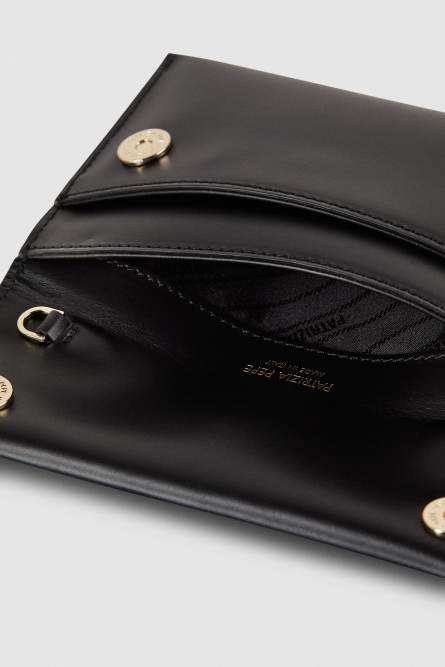 Clutch aus Leder mit Kettenriemen, Schwarz, Patrizia Pepe