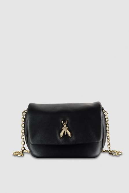 Shoulder bag in super soft leather, Black, Patrizia Pepe
