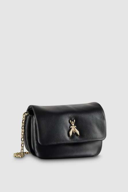Shoulder bag in super soft leather, Black, Patrizia Pepe