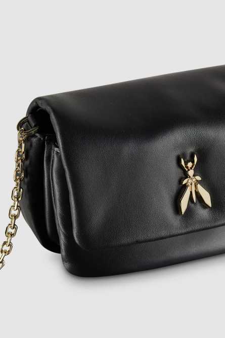 Shoulder bag in super soft leather, Black, Patrizia Pepe