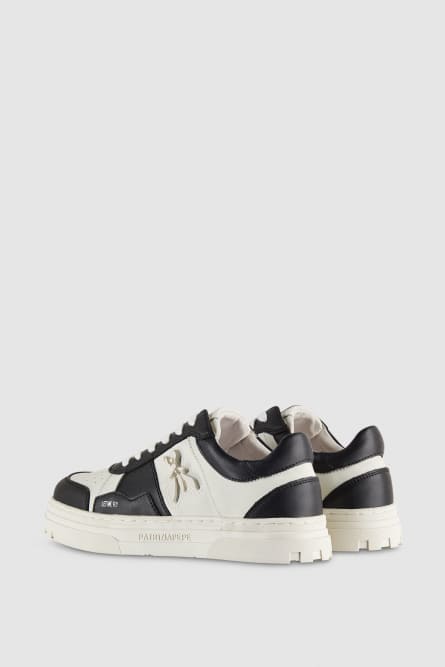 Sneakers in pelle color block, Bianco, Nero, Patrizia Pepe