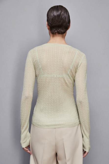 Superleichter Pullover mit V-Ausschnitt, Grün, Patrizia Pepe