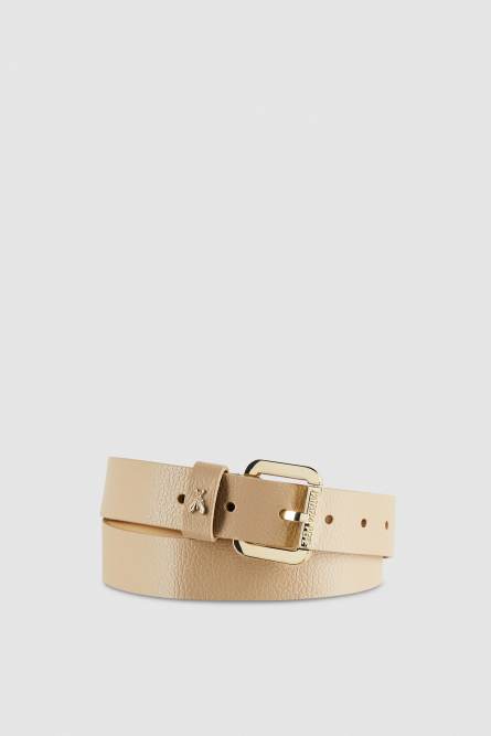 Roller buckle-adorned low-waist belt, Beige, Patrizia Pepe