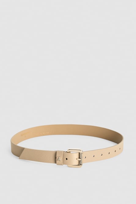 Roller buckle-adorned low-waist belt, Beige, Patrizia Pepe