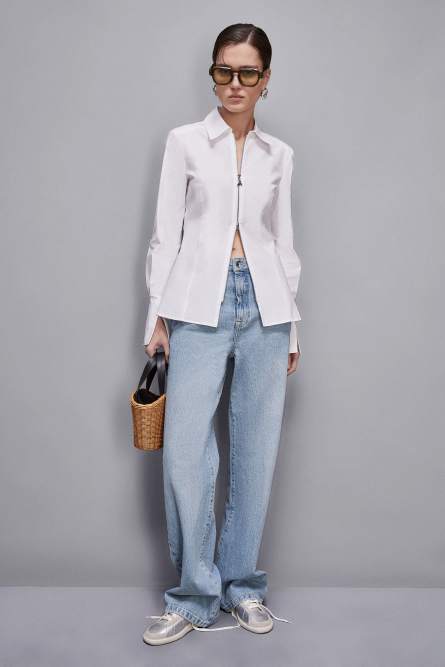 High-waisted straight fit jeans, Light Blue, Patrizia Pepe