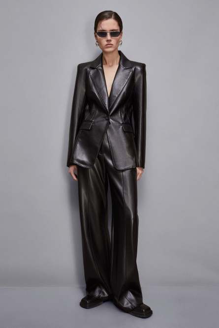 Palazzo pants with slash, Black, Patrizia Pepe