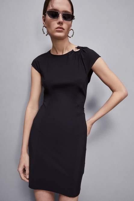 Mini dress with piercing detail, Black, Patrizia Pepe