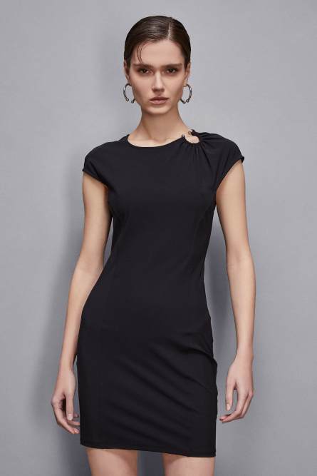Mini dress with piercing detail, Black, Patrizia Pepe