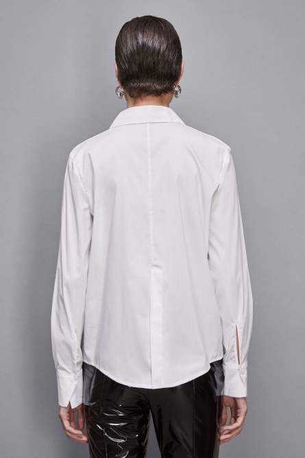 Shirt with slit and piercing detail, White, Patrizia Pepe