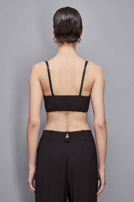 Top corsé con tiras, Negro