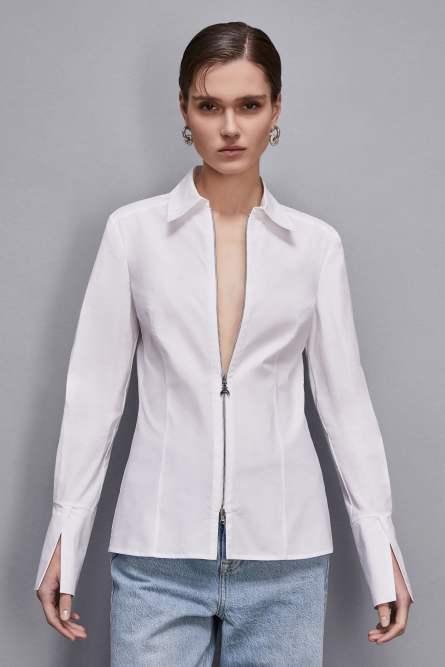 Zippered shirt, White, Patrizia Pepe