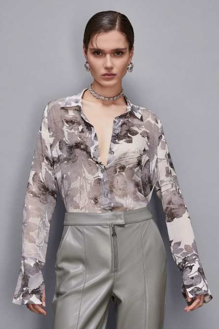 Boyfriend-fit shirt, Grey, Patrizia Pepe