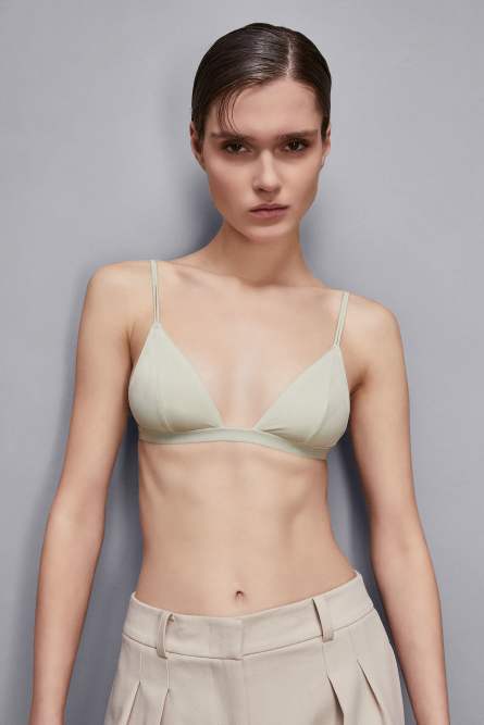 Soutien-gorge triangle en microfibre, Vert, Patrizia Pepe