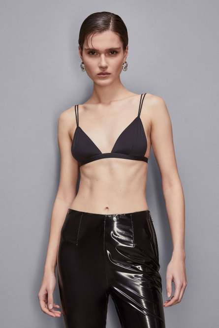 Microfiber triangle bra, Black, Patrizia Pepe