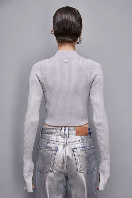 Double garment wrap sweater, Light Blue, Grey, Patrizia Pepe