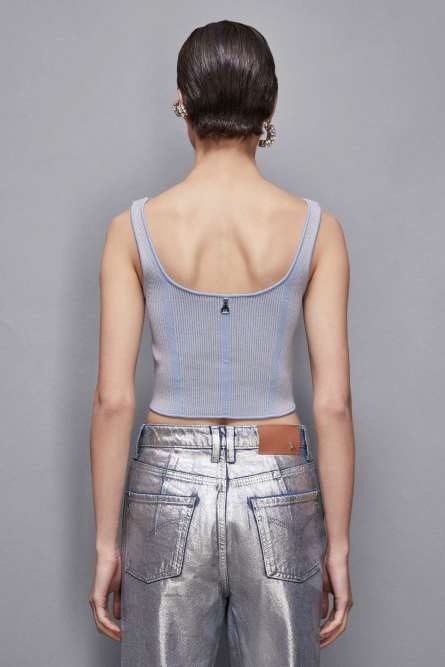 Double garment wrap sweater, Light Blue, Grey, Patrizia Pepe