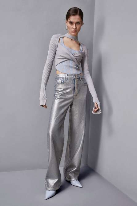 Double garment wrap sweater, Light Blue, Grey, Patrizia Pepe