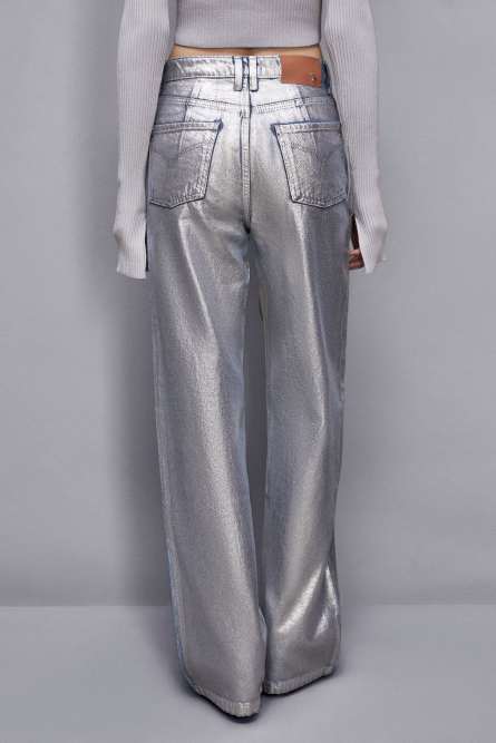 Laminated denim pants, Silver, Patrizia Pepe