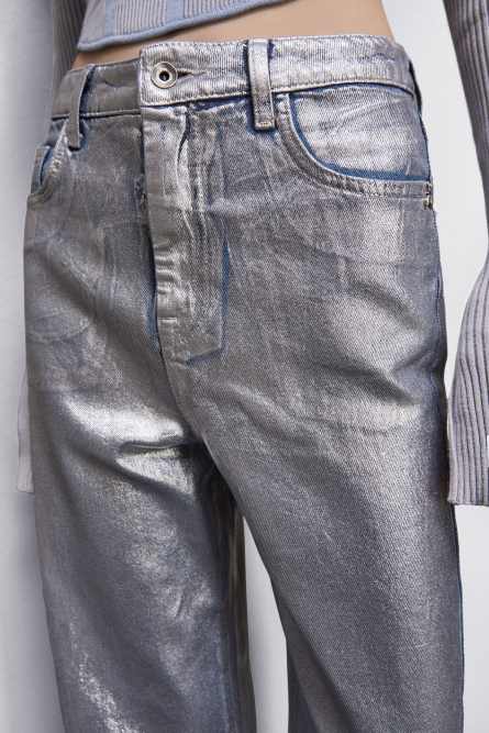 Laminated denim pants, Silver, Patrizia Pepe