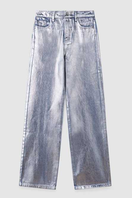 Laminated denim pants, Silver, Patrizia Pepe