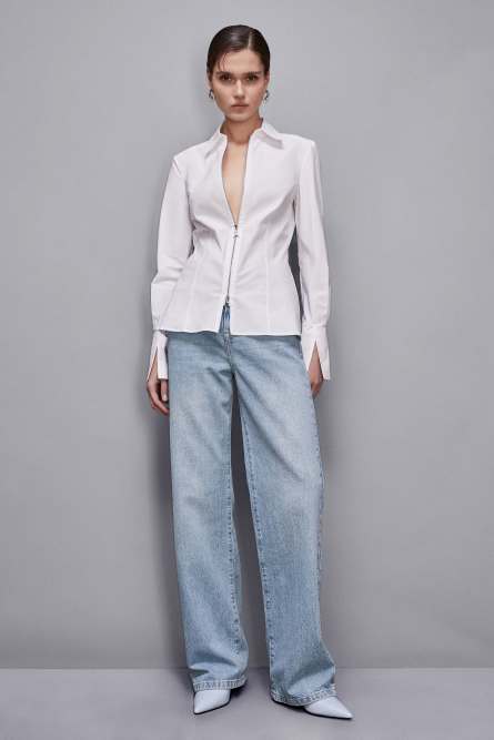 High-waisted straight fit jeans, Light Blue, Patrizia Pepe