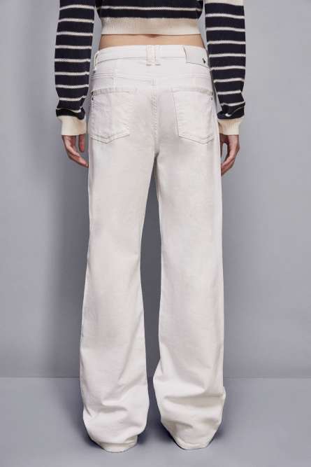 Essential denim straight pants, White, Patrizia Pepe