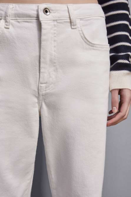 Essential denim straight pants, White, Patrizia Pepe