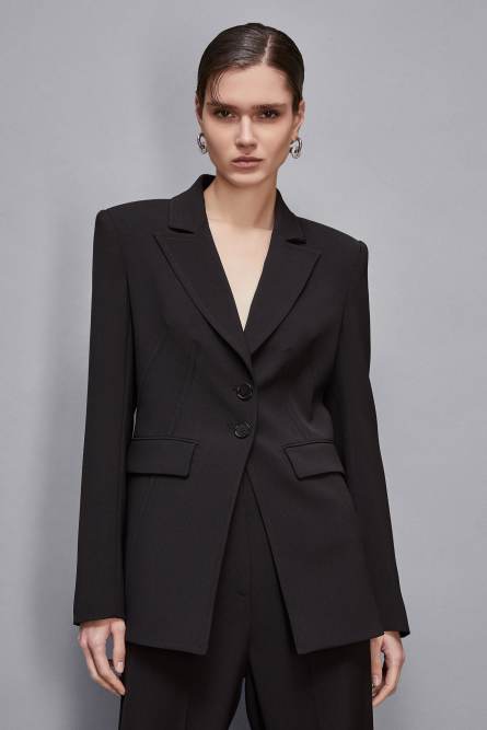 Essential feminine fit two-button jacket, Black, Patrizia Pepe