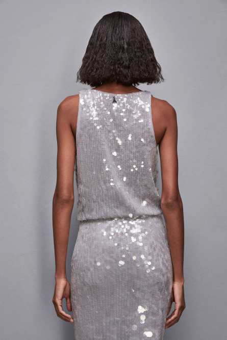 Pailletten-Top, Grau, Patrizia Pepe