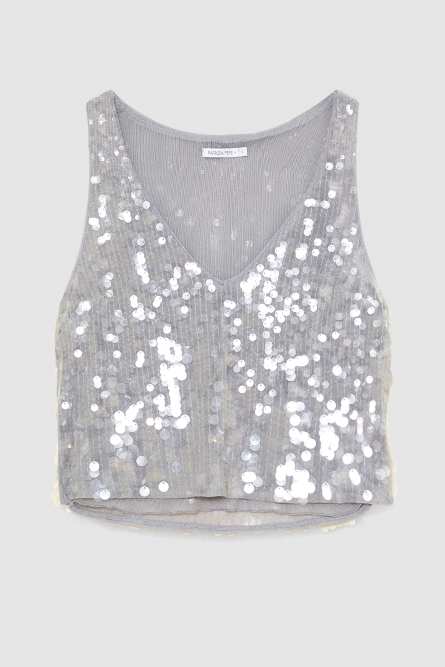 Pailletten-Top, Grau, Patrizia Pepe