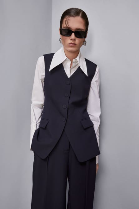 Tailored vest, Blue, Patrizia Pepe