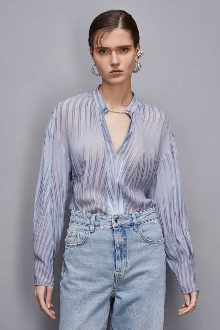 Tunic with cufflinks, Light Blue, Patrizia Pepe