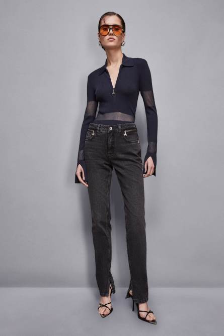 T-shirt avec transparences, Bleu, Patrizia Pepe