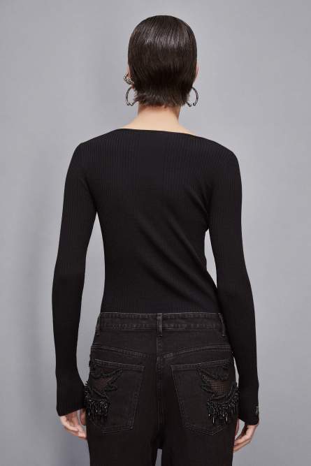 Essential sweater with knot, Black, Patrizia Pepe