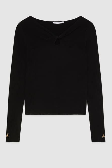 Essential sweater with knot, Black, Patrizia Pepe